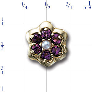 AC396 14K SLIDE WITH AMETHYSTS AND PEARL CENTER 